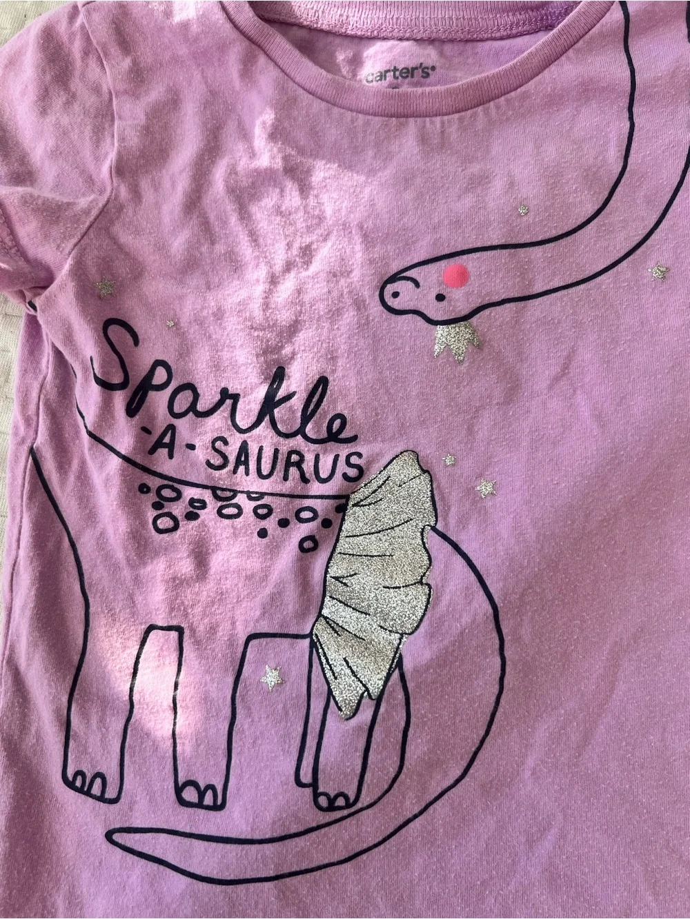 Carter's Lavender Sparkle-a-Saurus Short Sleeve Tee